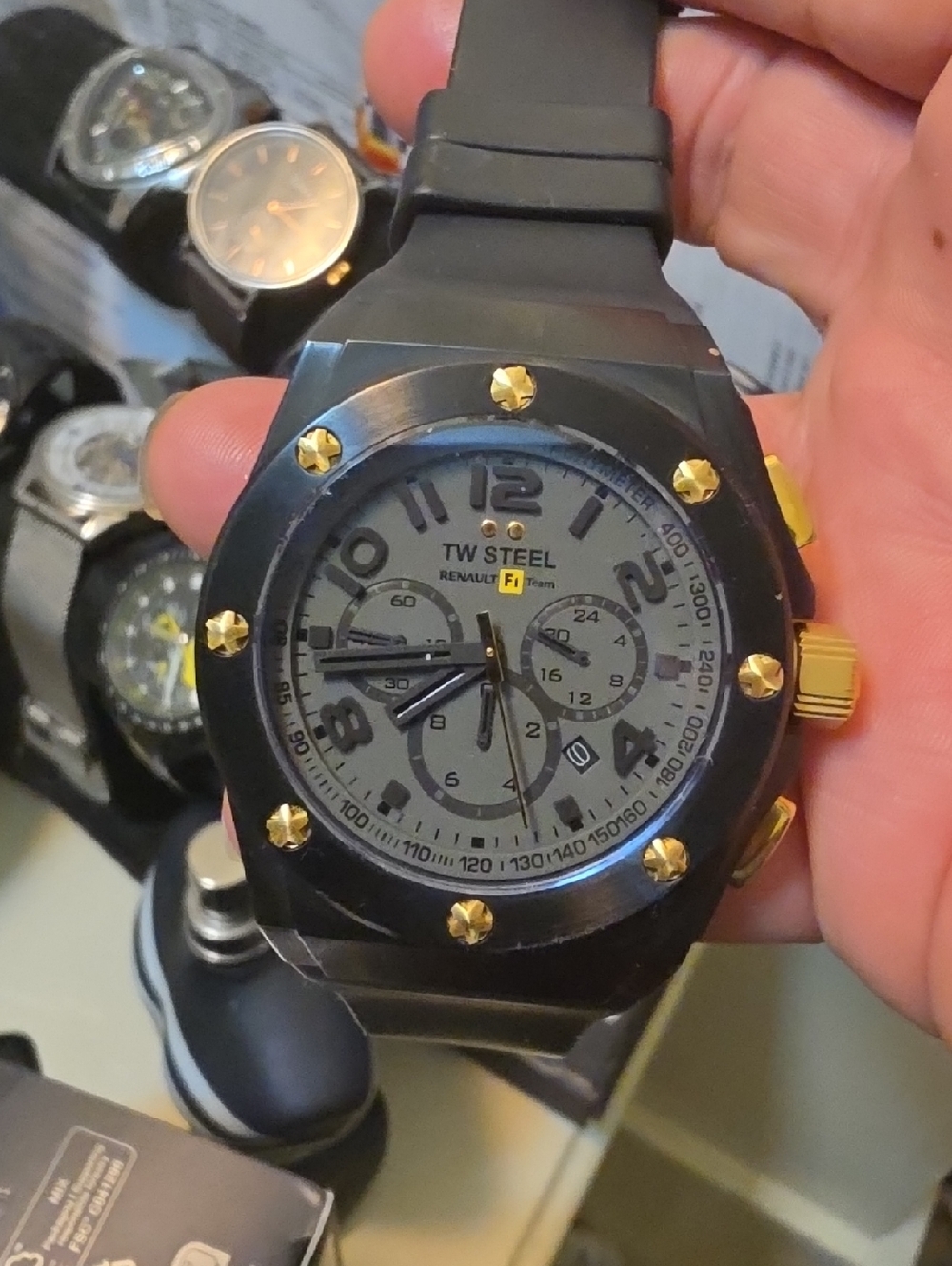 TW Steel Black and Gold Renault F1 Chronograph Watch 100 Autentic
